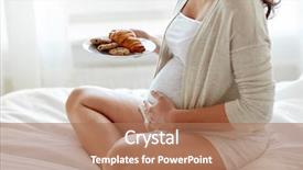  Presentation with pregnancy medicine healthcare and people - Slides consisting of pregnancy unhealthy eating food background and a coral colored foreground