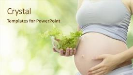 Presentation with healthy eating food photography - Slides with pregnancy woman eating healthy food background and a soft green colored foreground