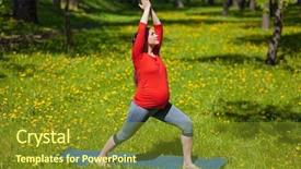  Presentation with warrior woman - Audience pleasing theme consisting of yoga asana virabhadrasana warrior pose backdrop and a tawny brown colored foreground