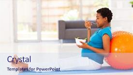  Presentation with elementary school african american female career day - Beautiful theme featuring pregnant african american woman eating backdrop and a light blue colored foreground