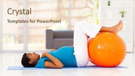  Presentation with exercise mat - Theme consisting of pregnant african woman workout background and a cream colored foreground