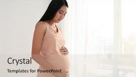  Presentation with pregnant - Amazing presentation theme having pregnant asian woman near window backdrop and a soft green colored foreground