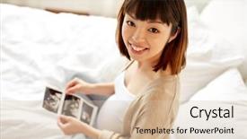  Presentation with ultrasound - Colorful slide deck enhanced with pregnant asian woman with fetal backdrop and a lemonade colored foreground