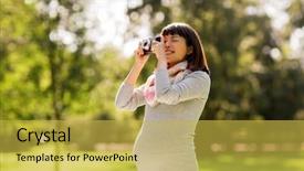  Presentation with camera film - Beautiful PPT layouts featuring pregnant asian woman with film backdrop and a yellow colored foreground