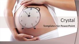 Presentation with pregnant - PPT theme with pregnant belly with painted clock background and a soft green colored foreground
