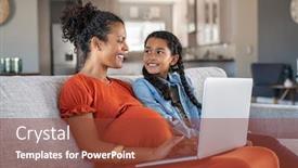  Presentation with working mother - Cool new PPT theme with pregnant-black-woman-working backdrop and a tawny brown colored foreground
