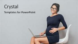 Presentation with pregnant woman - Colorful slide deck enhanced with pregnant business woman wearing glasses backdrop and a light gray colored foreground