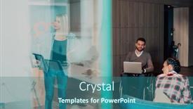  Presentation with team meeting - PPT layouts with pregnant-businesswoman-leads-a-creative background and a ocean colored foreground