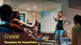  Presentation with coworking - Slides enhanced with pregnant-businesswoman-leads-a-creative background and a tawny brown colored foreground