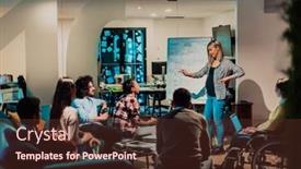  Presentation with coworking - PPT theme having pregnant-businesswoman-leads-a-creative background and a  colored foreground