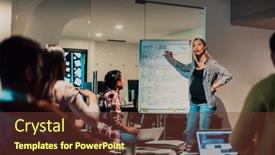  Presentation with coworking - Presentation theme enhanced with pregnant-businesswoman-leads-a-creative background and a  colored foreground