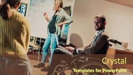  Presentation with coworking - Slide set featuring pregnant-businesswoman-leads-a-creative background and a tawny brown colored foreground