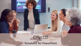  Presentation with women meeting - Presentation featuring pregnant-businesswoman-leads-creative-meeting background and a mint green colored foreground