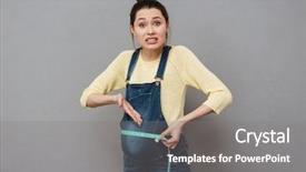  Presentation with pregnant woman - Presentation theme with pregnant confused woman with centimeter background and a  colored foreground