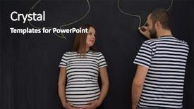  Presentation with black baby - Theme enhanced with pregnant couple thinking about name background and a  colored foreground