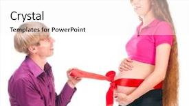  Presentation with red bow - Cool new presentation with pregnant couple with red silk bow on female stomach backdrop and a white colored foreground
