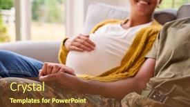  Presentation with pregnant woman - Slide set enhanced with pregnant-couple-with-woman-sitting background and a tawny brown colored foreground