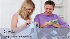  Presentation with baby clothes - Slides having pregnant family with money background and a light blue colored foreground