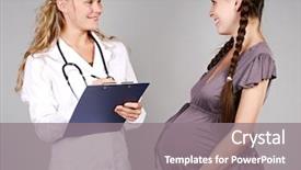  Presentation with fetus - Amazing PPT layouts having pregnant female medical doctor backdrop and a  colored foreground