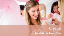  Presentation with baby shower - PPT theme having pregnant friend on baby shower background and a coral colored foreground