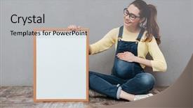  Presentation with pregnant - Presentation having pregnant happy lady wearing glasses background and a light gray colored foreground
