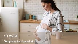  Presentation with pregnant woman - Presentation design having pregnant-happy-nice-woman-smiling background and a coral colored foreground