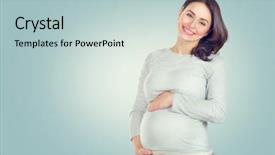  Presentation with aged - Beautiful slide set featuring pregnant happy woman touching her backdrop and a lemonade colored foreground