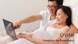  Presentation with pregnant - Theme having lady and her husband using background and a coral colored foreground