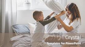  Presentation with pregnant mom - Theme with pregnant mom playing with her child in the bedroom mother with son sharing good emotions while relaxing at home background and a gray colored foreground
