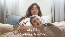  Presentation with pregnant mom - Audience pleasing slide deck consisting of pregnant mom talking and playing with her child in the bedroom mother with son sharing good emotions while relaxing at home backdrop and a coral colored foreground