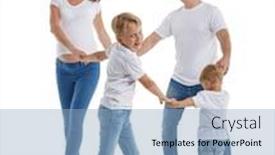  Presentation with holding hands family walking - PPT theme consisting of pregnant-mother-and-father background and a light blue colored foreground