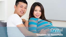  Presentation with pregnant mother - Presentation theme consisting of pregnant mother and father at home background and a teal colored foreground