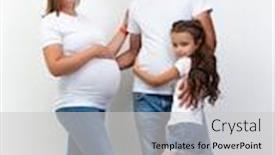 Presentation with pregnant mother - PPT theme consisting of pregnant-mother-father-and-daughter background and a light gray colored foreground