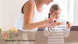  Presentation with pregnant mother - Audience pleasing theme consisting of pregnant mother spending quality time baking cupcakes with her daughter backdrop and a coral colored foreground