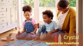  Presentation with pregnant mother - Presentation theme enhanced with pregnant-mother-with-children-making background and a red colored foreground