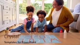  Presentation with pregnant mother - Presentation design with pregnant-mother-with-children-making background and a coral colored foreground