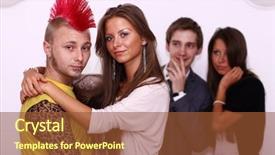  Presentation with faces - Slides having pregnant twin - four friends faces background and a  colored foreground