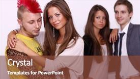  Presentation with human face set of faces - PPT layouts featuring pregnant twin - four friends faces background and a  colored foreground