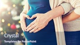  Presentation with pregnancy medicine healthcare and people - Theme enhanced with pregnant wife belly at christmas background and a navy blue colored foreground