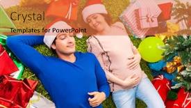  Presentation with wife - Theme having pregnant wife celevrating christmas with husband background and a coral colored foreground