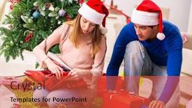  Presentation with wife - Amazing theme having pregnant wife celevrating christmas with husband backdrop and a red colored foreground