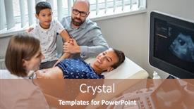  Presentation with examination - Cool new slides with utltrasonographic examination at hospital backdrop and a coral colored foreground