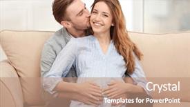  Presentation with pregnant woman - Colorful theme enhanced with unborn child - happy pregnant woman and her backdrop and a coral colored foreground