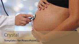  Presentation with pregnant woman doctor - Presentation theme enhanced with pregnant-woman-at-doctor-office background and a coral colored foreground