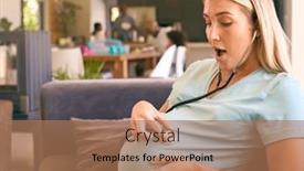  Presentation with heartbeat - PPT layouts enhanced with pregnant-woman-at-home-listening background and a coral colored foreground