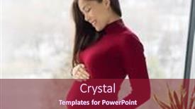  Presentation with prenatal - PPT theme featuring pregnant-woman-at-home-prenatal background and a violet colored foreground