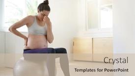  Presentation with relaxation - Cool new presentation design with pregnant woman at home sitting on fitness ball doing relaxation exercises backdrop and a soft green colored foreground