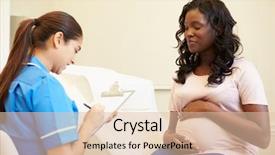  Presentation with pregnant woman - Slide set consisting of modern stainless steel washing machine background and a dark gray colored foreground