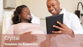  Presentation with pregnant woman doctor - PPT layouts featuring pregnant woman being given ante background and a coral colored foreground