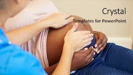  Presentation with pregnant woman in hospital - PPT theme with pregnant woman being given ante background and a lemonade colored foreground
